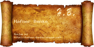 Hafner Benke névjegykártya